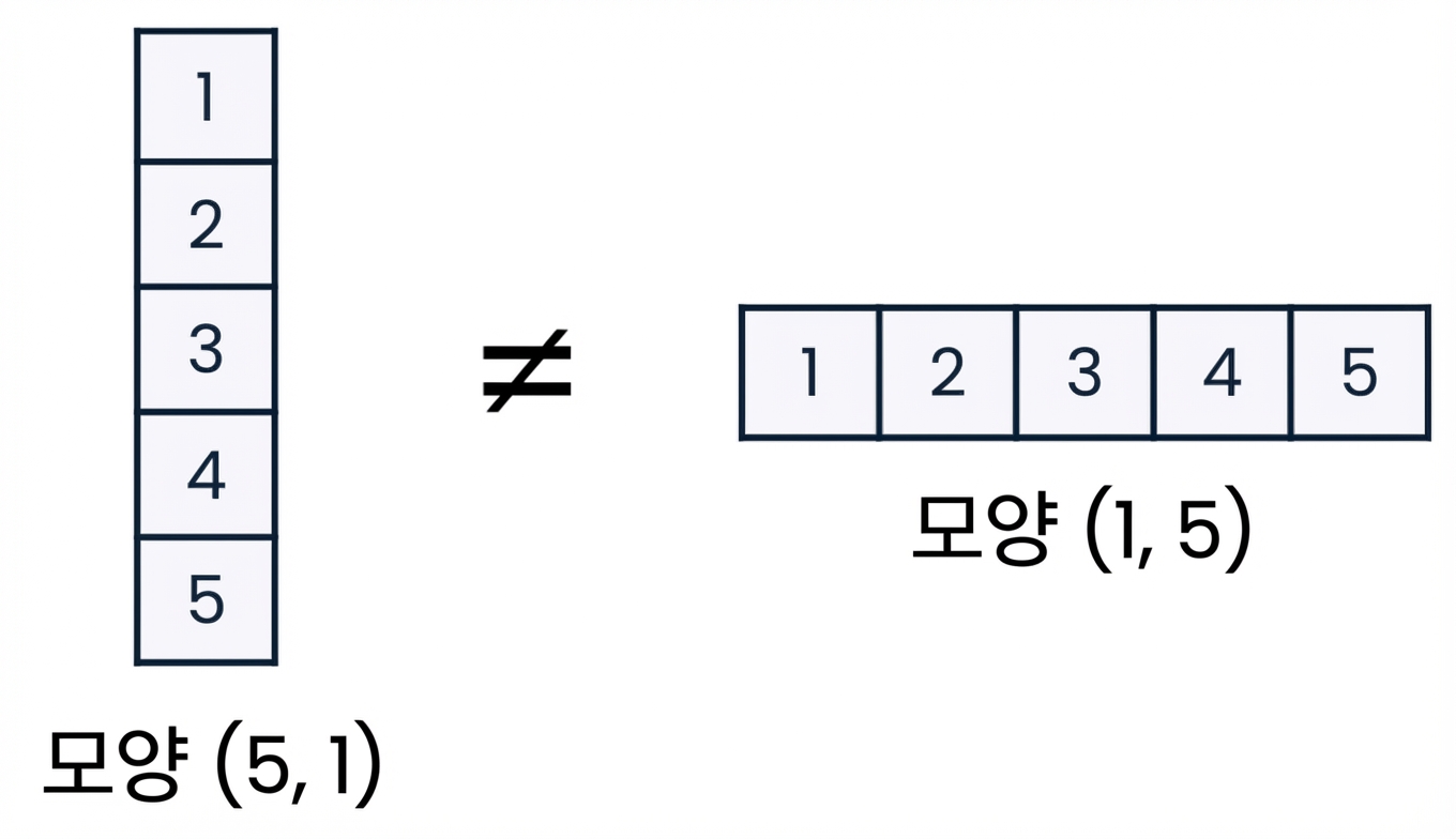 NumPy에서 2D 배열은 수직/수평이 될 수 있음을 보여주는 그래픽