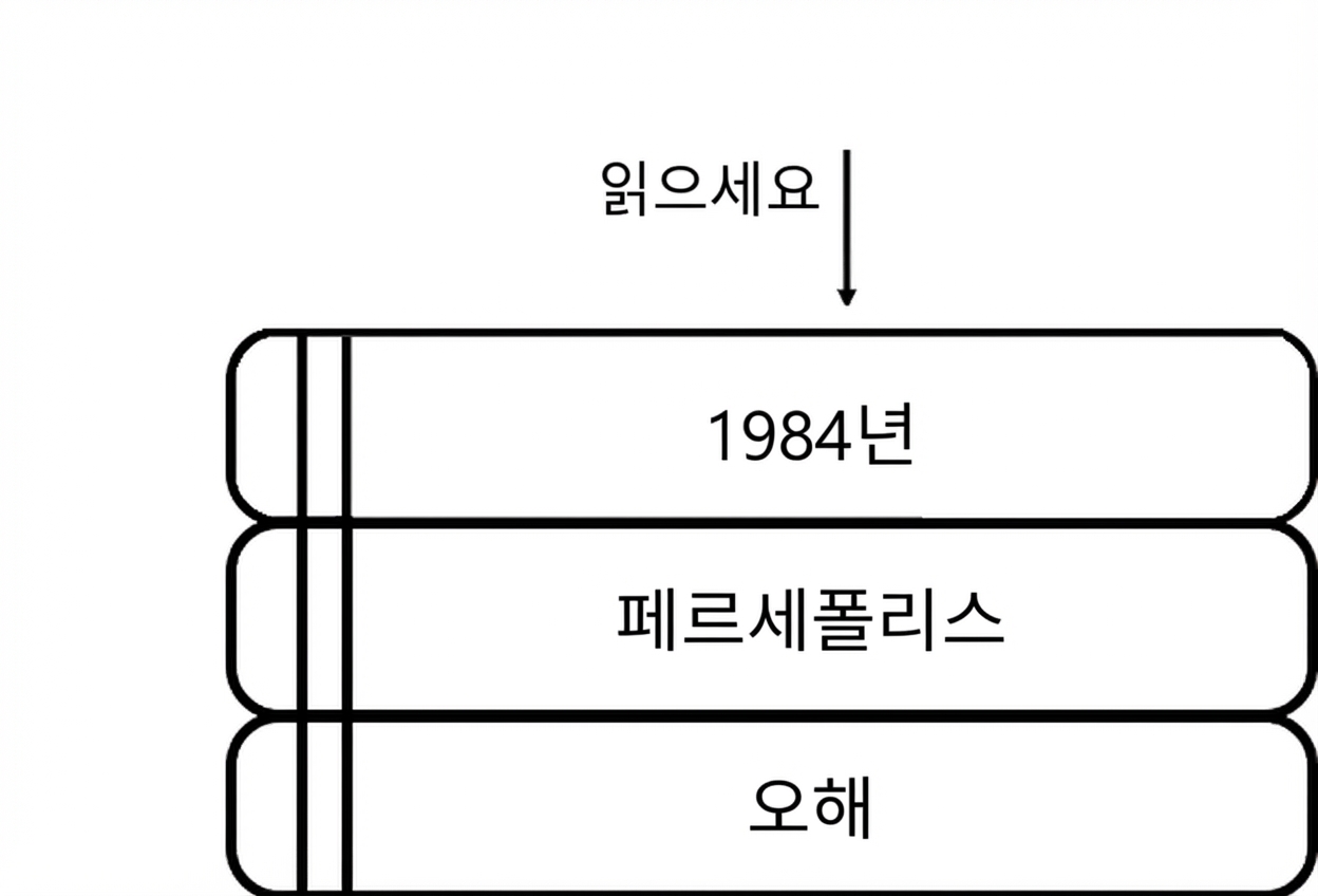스택의 맨 위 책을 가리키는 화살표가 있는 책 더미 그림.