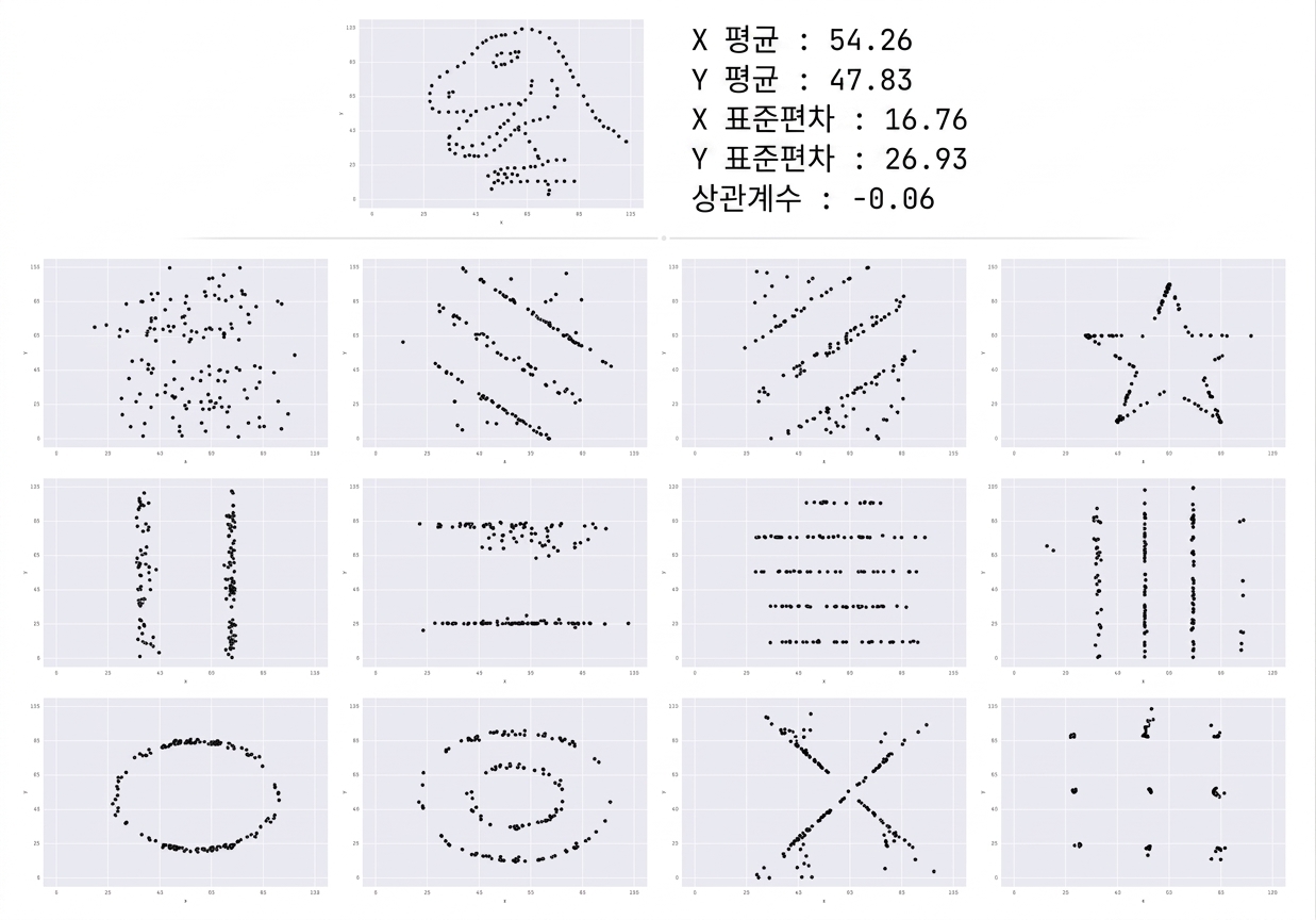 13 images that all look distinctly different but have the same summary information