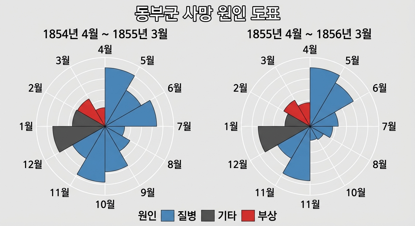 나이팅게일의 사상자 현황 그래프