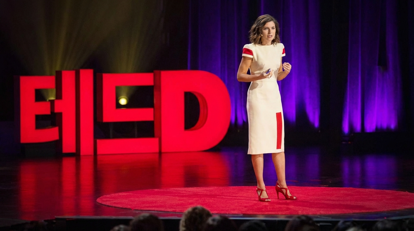 TED 강연에서 발표하는 여성