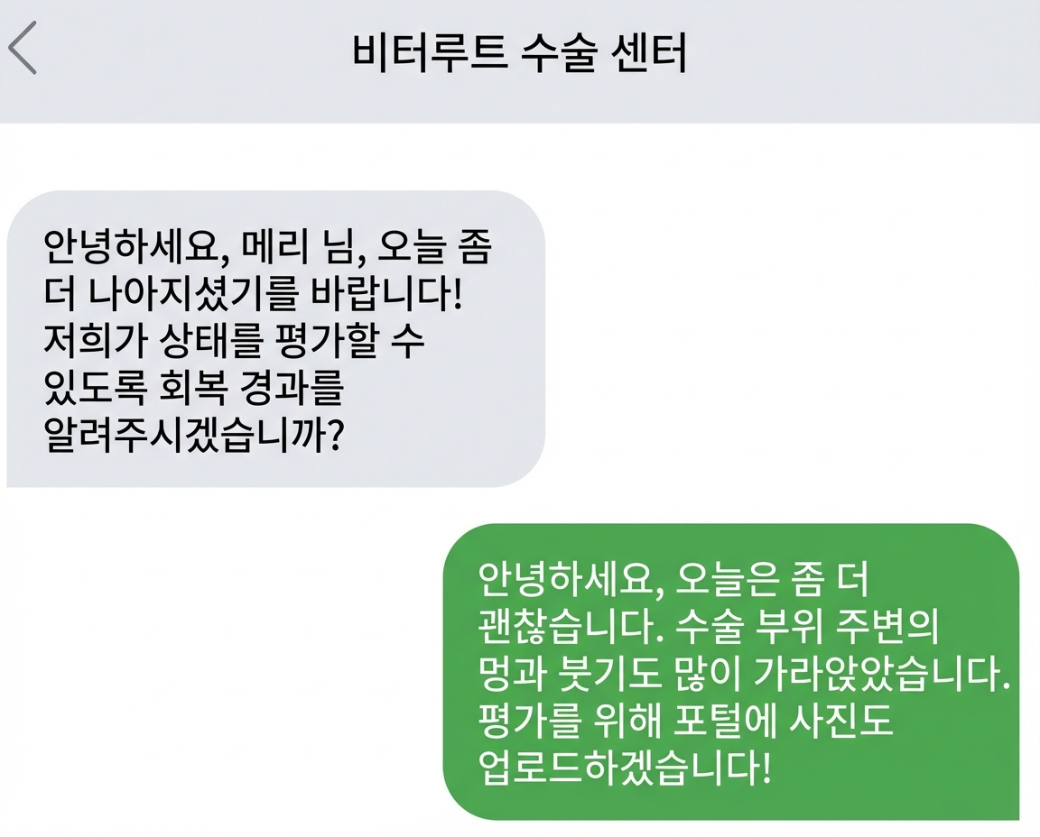 핵심 정보만 명확히 전달하는 휴대전화 문자 대화 그래픽