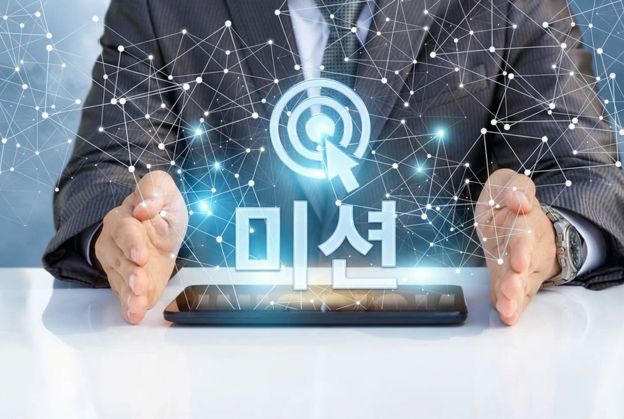 미션 단어를 손으로 받치고 있는 이미지