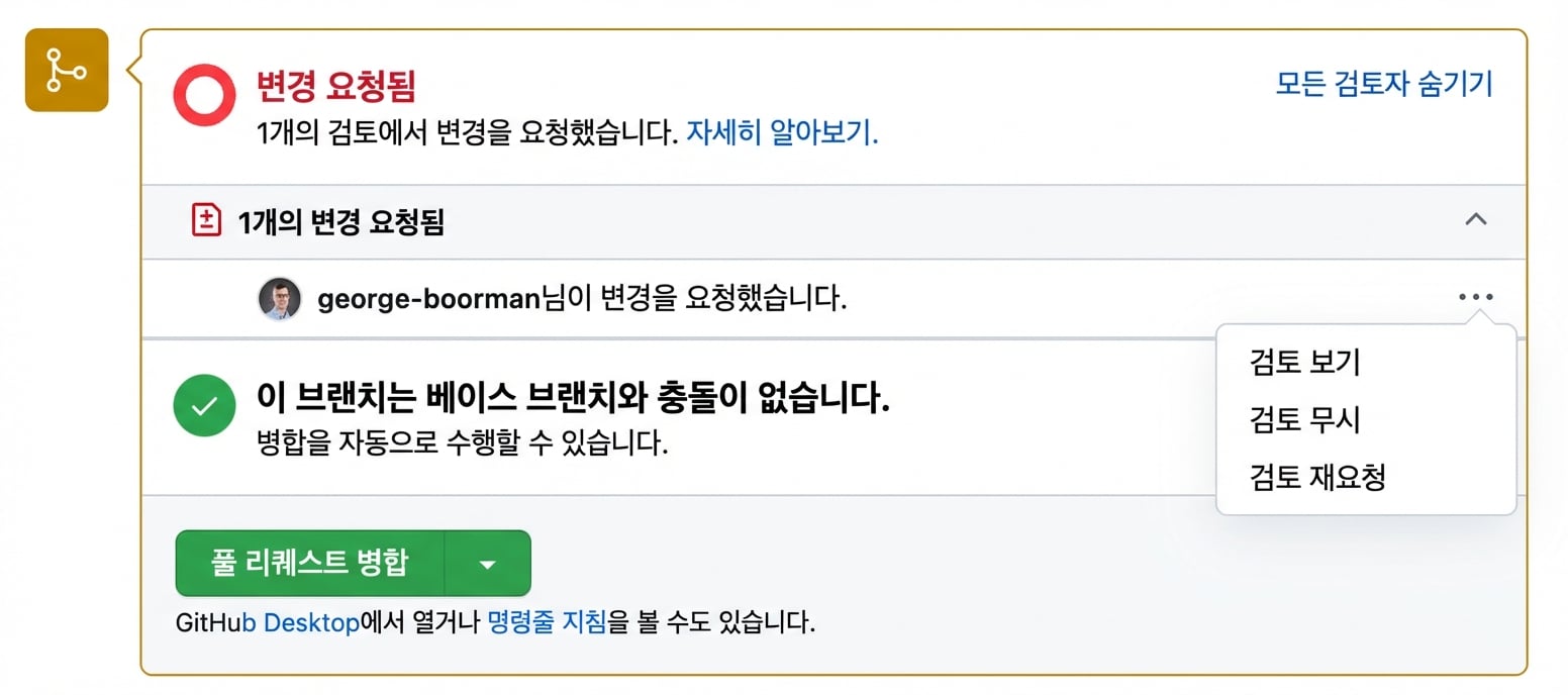 재검토를 요청하는 기여자 화면