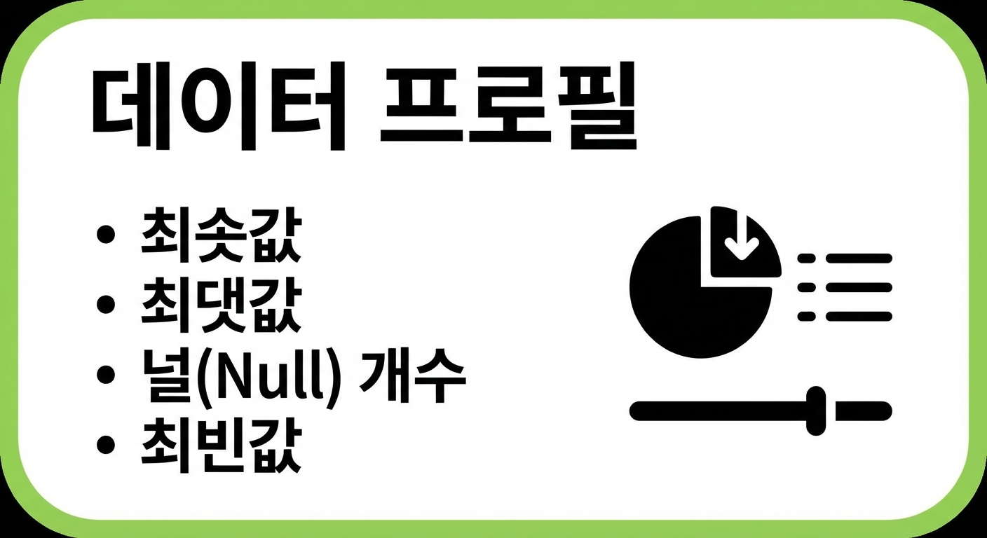데이터 프로파일 예시, 최소, 최대, null 개수