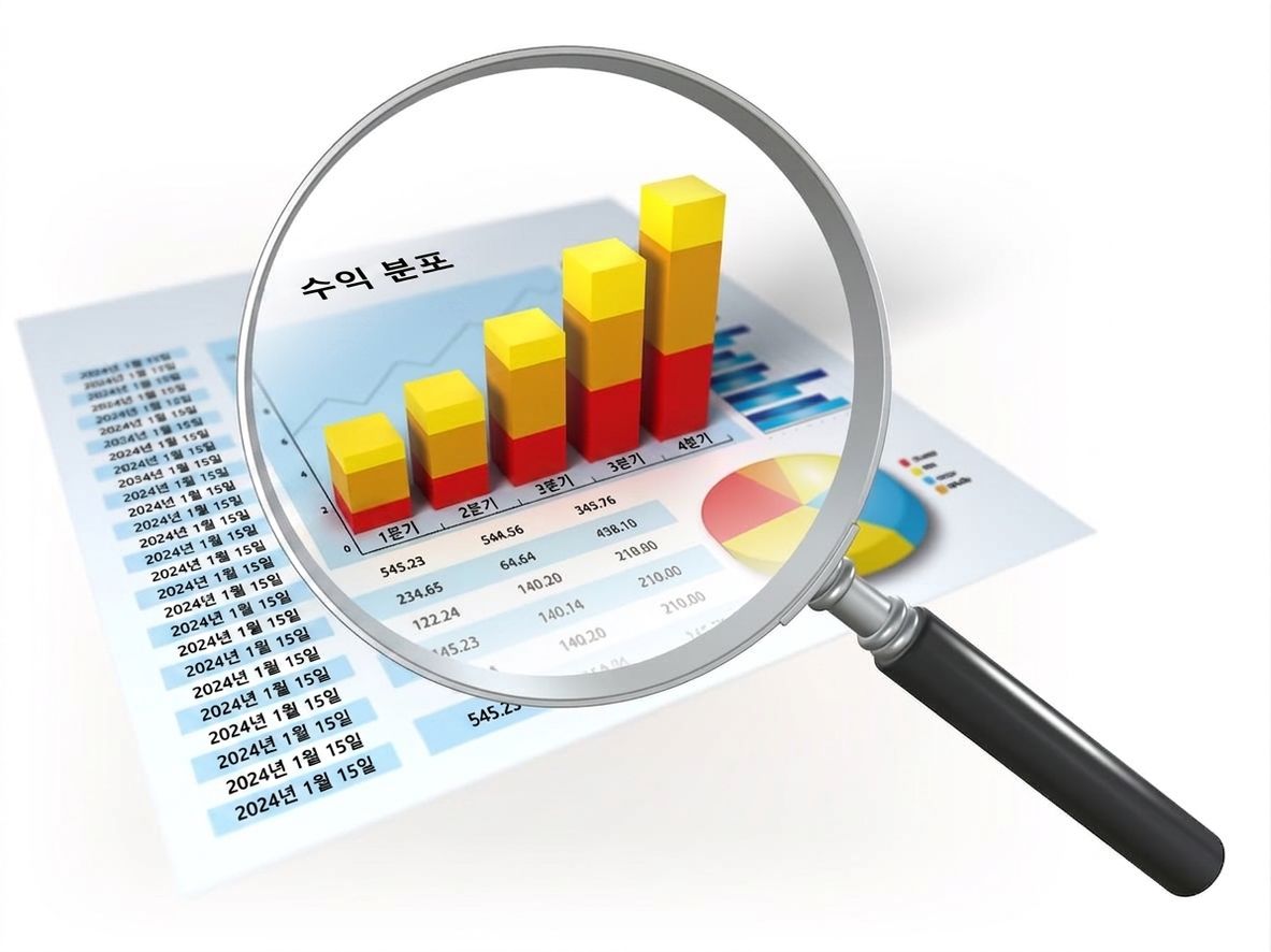 Magnifying glass looking into a bar chart