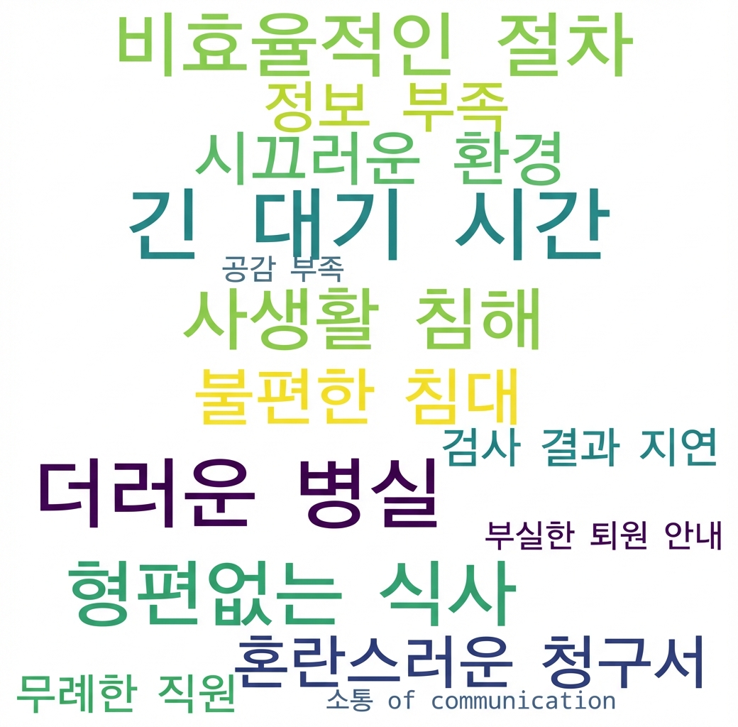 환자 불만 사항 워드 클라우드