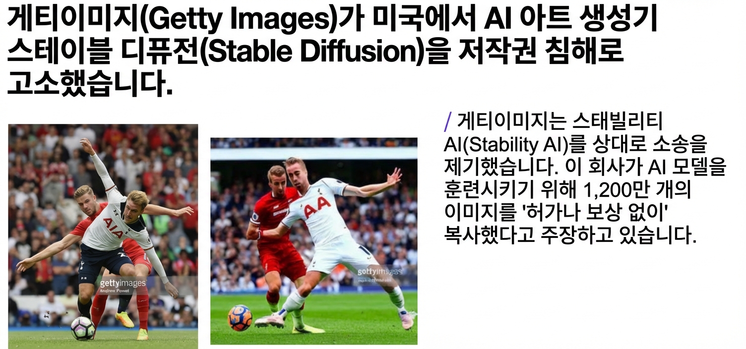 Getty Images의 소송 자료: 원본 사진과 Stable Diffusion이 생성한 유사 이미지(워터마크 포함). 이미지: Getty Images