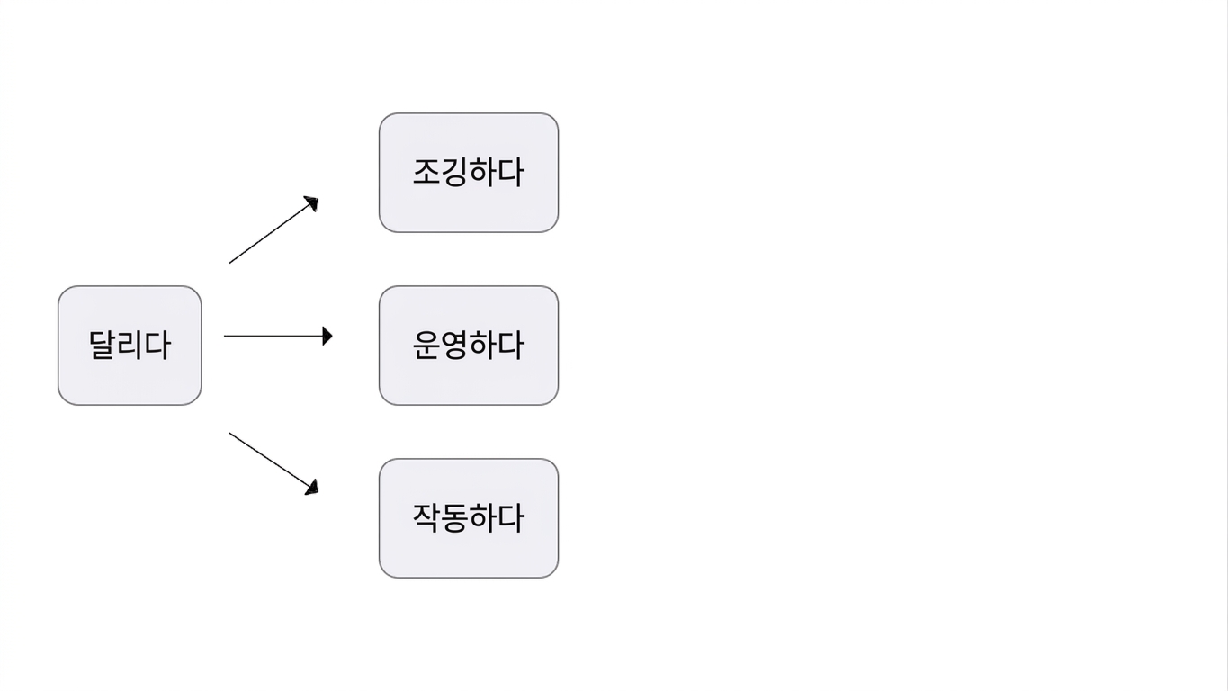 An image showing the word 'Run' can have multiple meanings depending on the context.