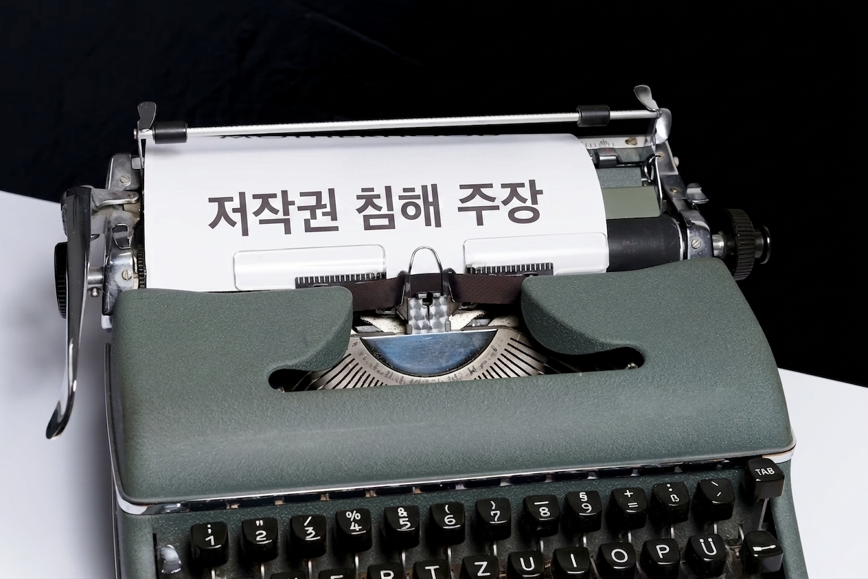 타자기로 인쇄된 “저작권 침해 주장”이라는 단어의 이미지