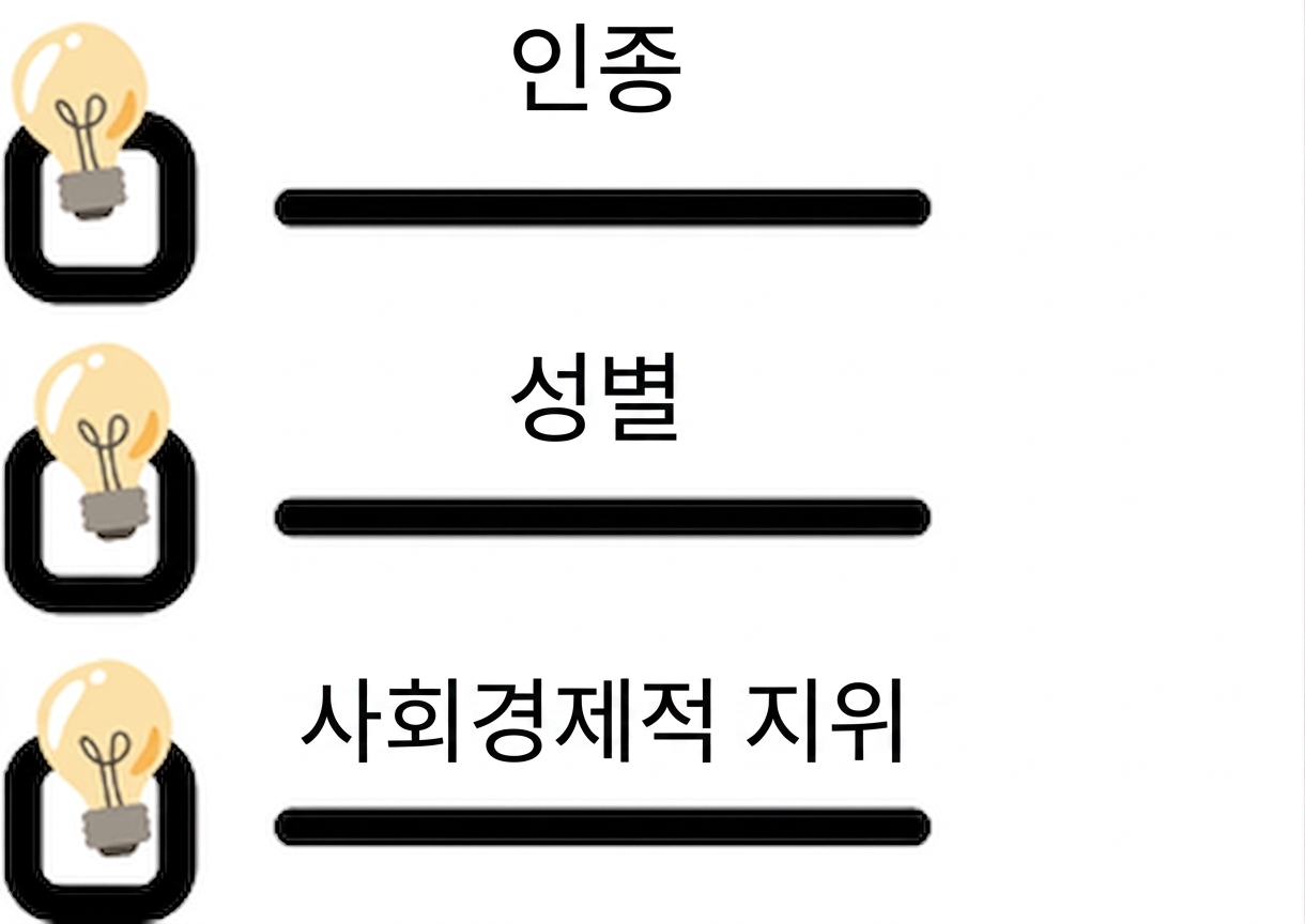 인종, 성별, 사회경제적 지위를 포함한 체크리스트.