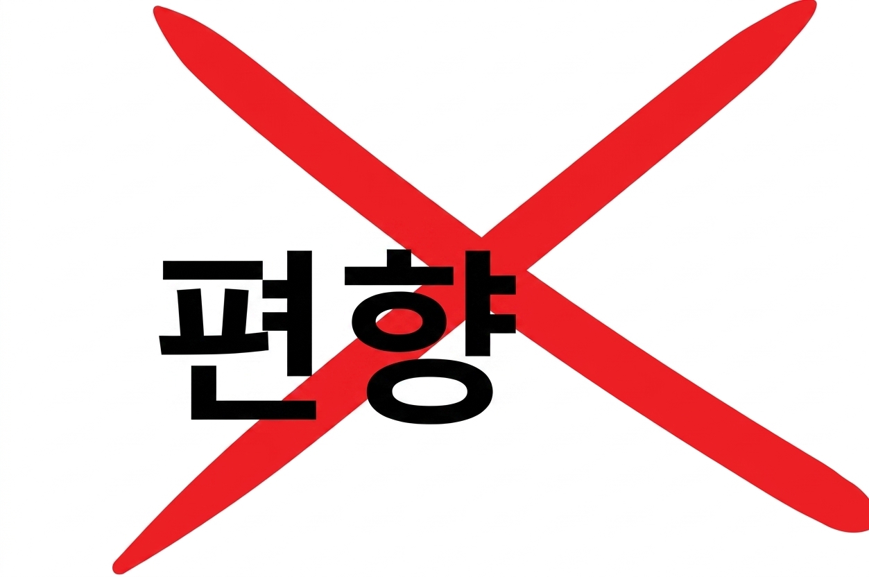 단어 "bias" 위에 빨간색 십자가.