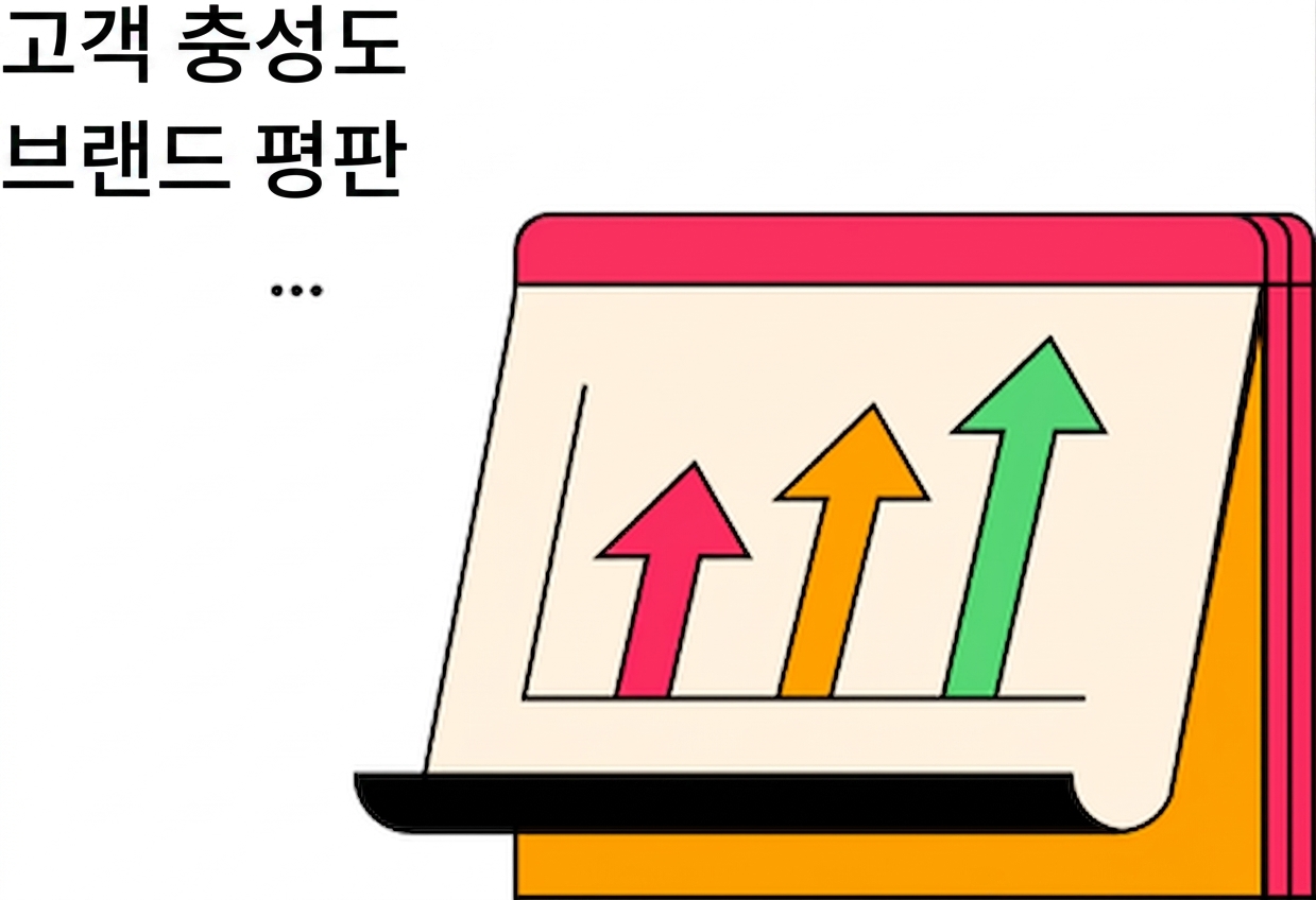 고객 충성도와 지점 평판이 상승하는 모습을 보여주는 일러스트입니다.
