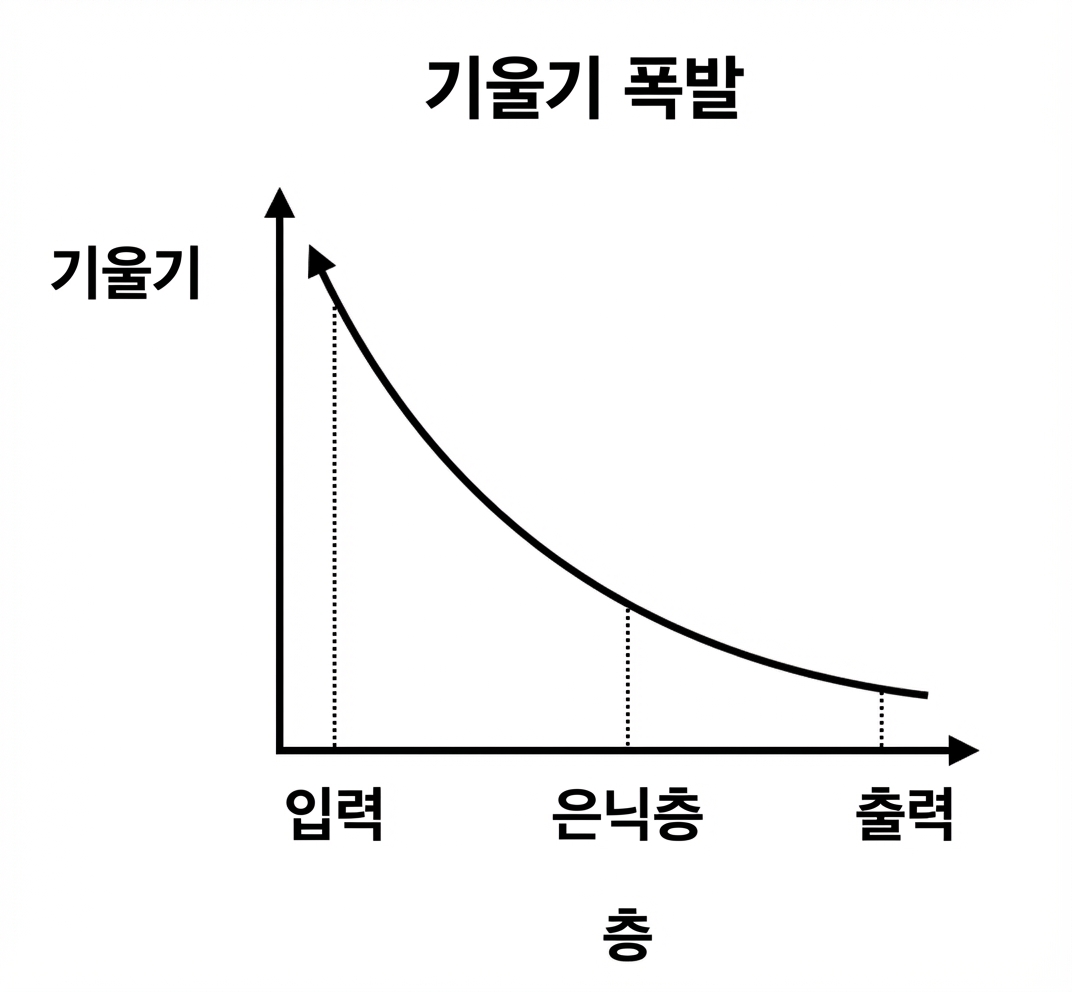 레이어 인덱스에 따른 기울기 크기 그래프: 앞쪽 레이어일수록 기울기가 큼
