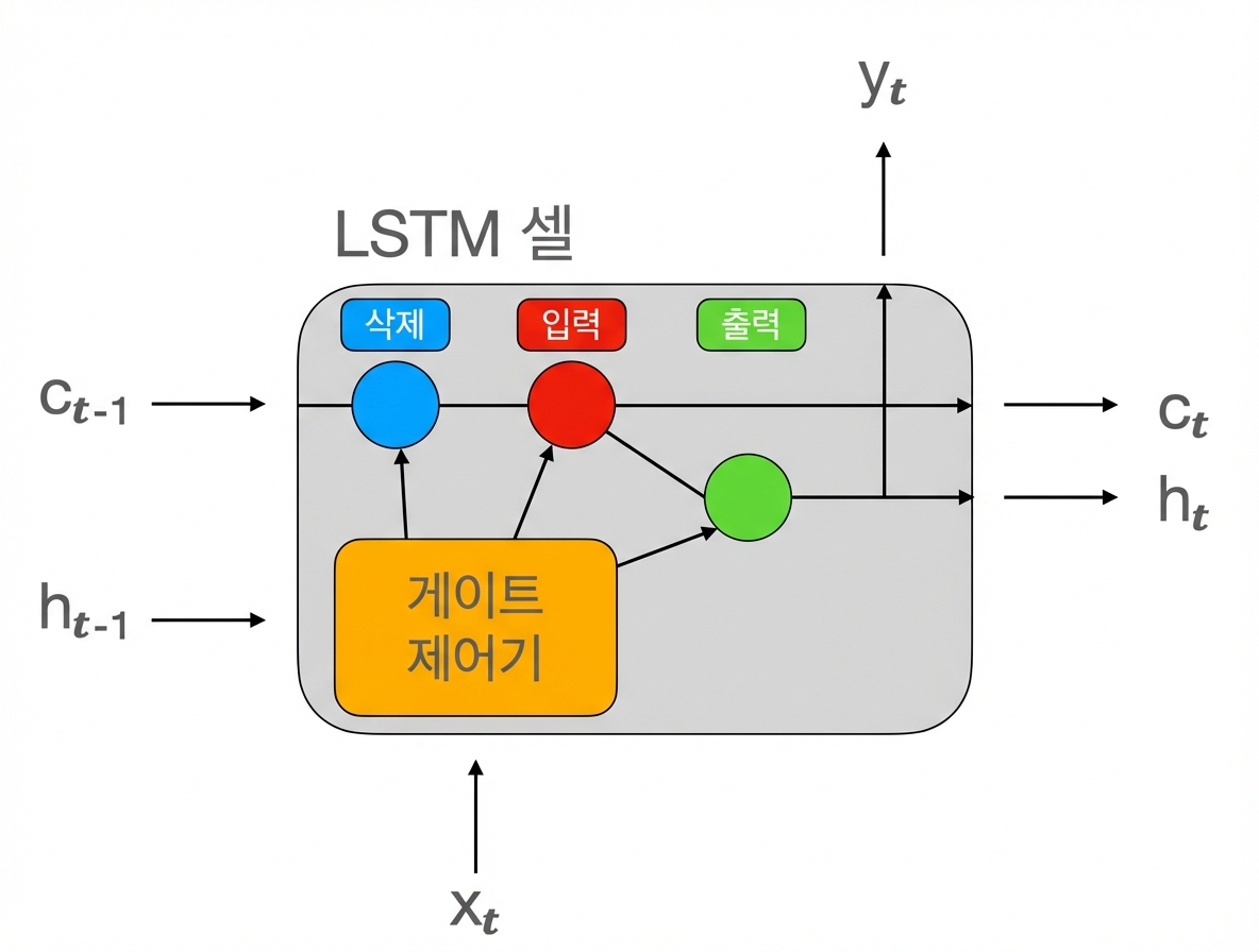 LSTM 셀의 도식.