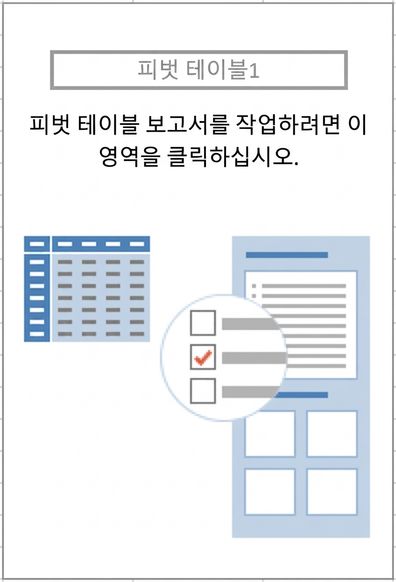 사용자에게 피벗 테이블을 만드는 방법을 안내하는 피벗 테이블 자리 표시자 개요