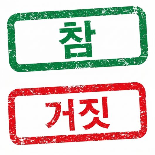 초록색 TRUE와 빨간색 FALSE 단어의 이미지.