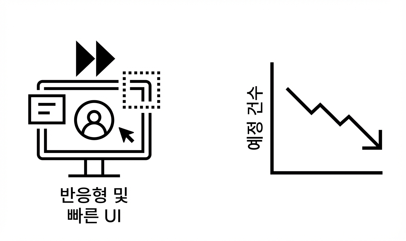 반응형 UI 및 감소 추세.