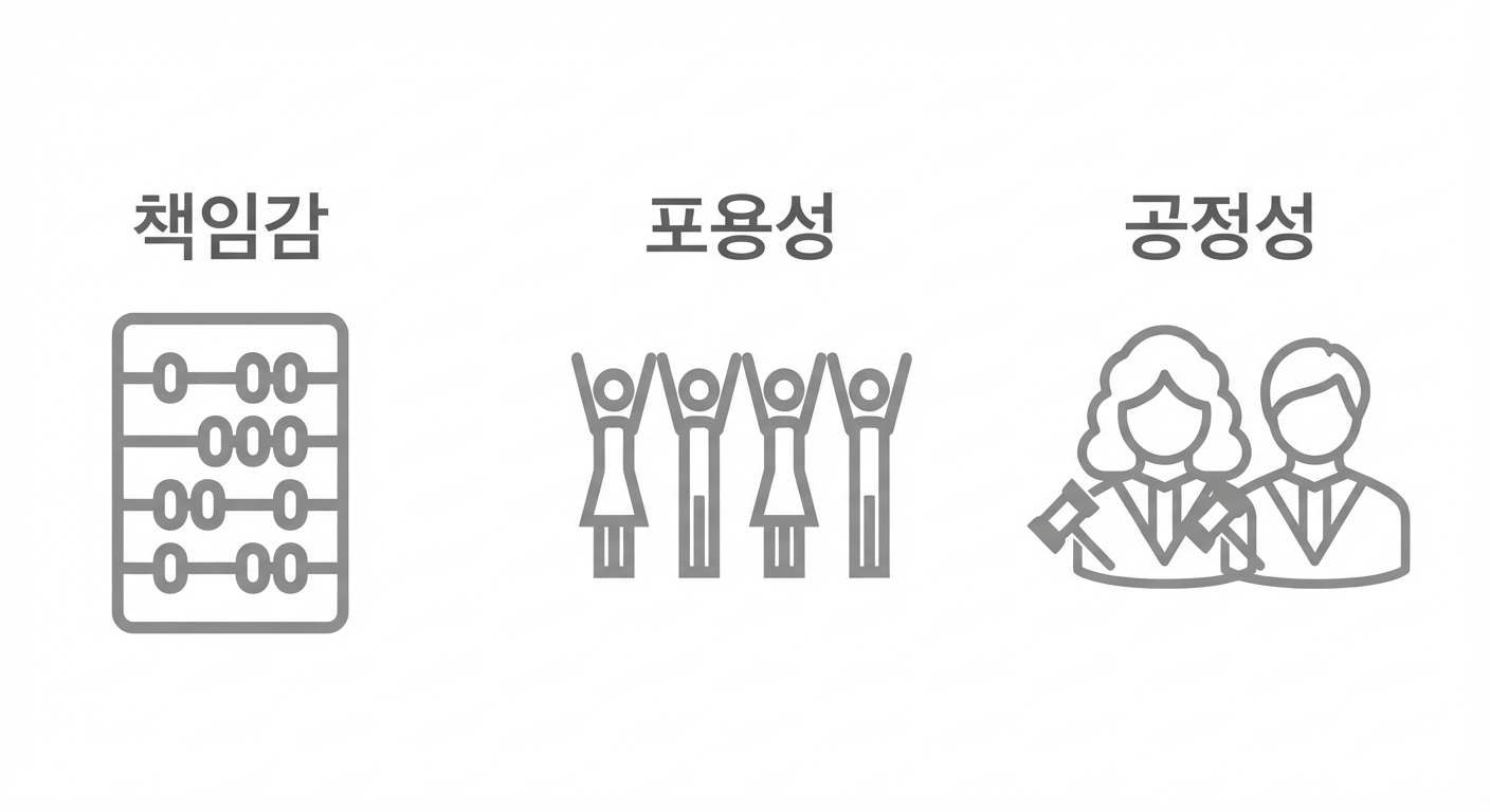 "공정성"이라는 단어가 적힌 두 명의 판사.
