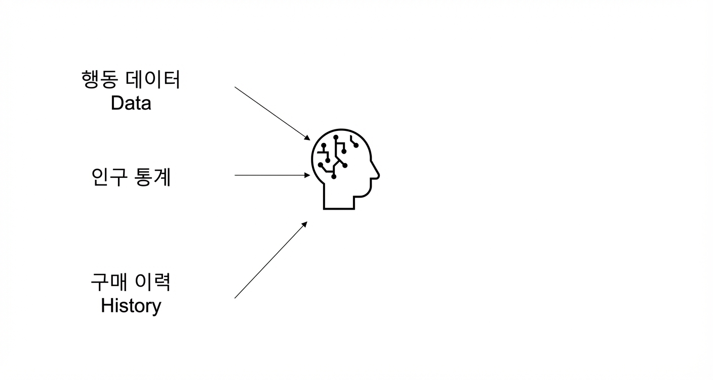 행동 데이터, 인구통계, 구매 이력 데이터를 AI에 활용.