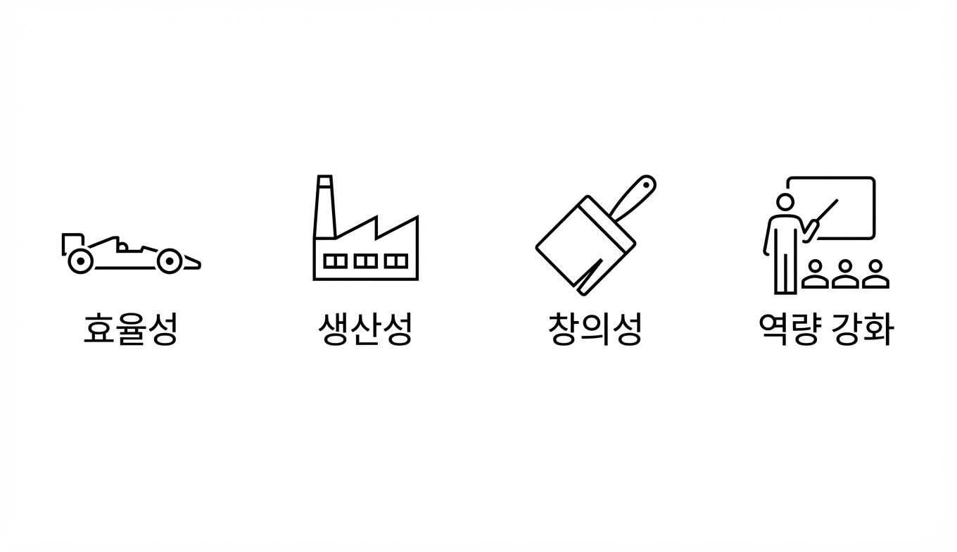 효율. 생산성. 창의성. 역량 개발.