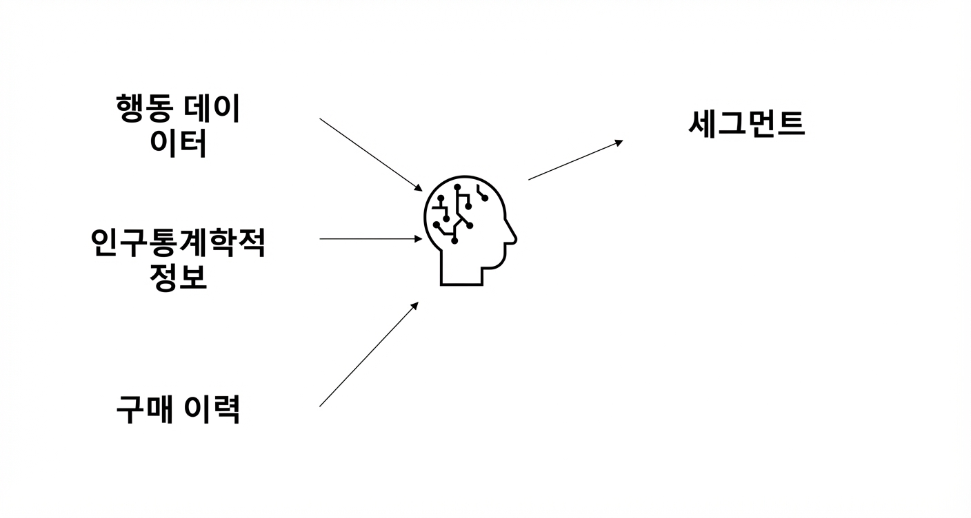 행동 데이터, 인구통계, 구매 이력 데이터를 AI에 활용하여 세그먼트 생성.