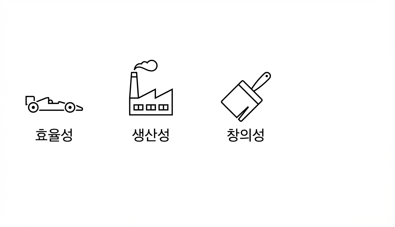 효율성. 생산성. 창의성.
