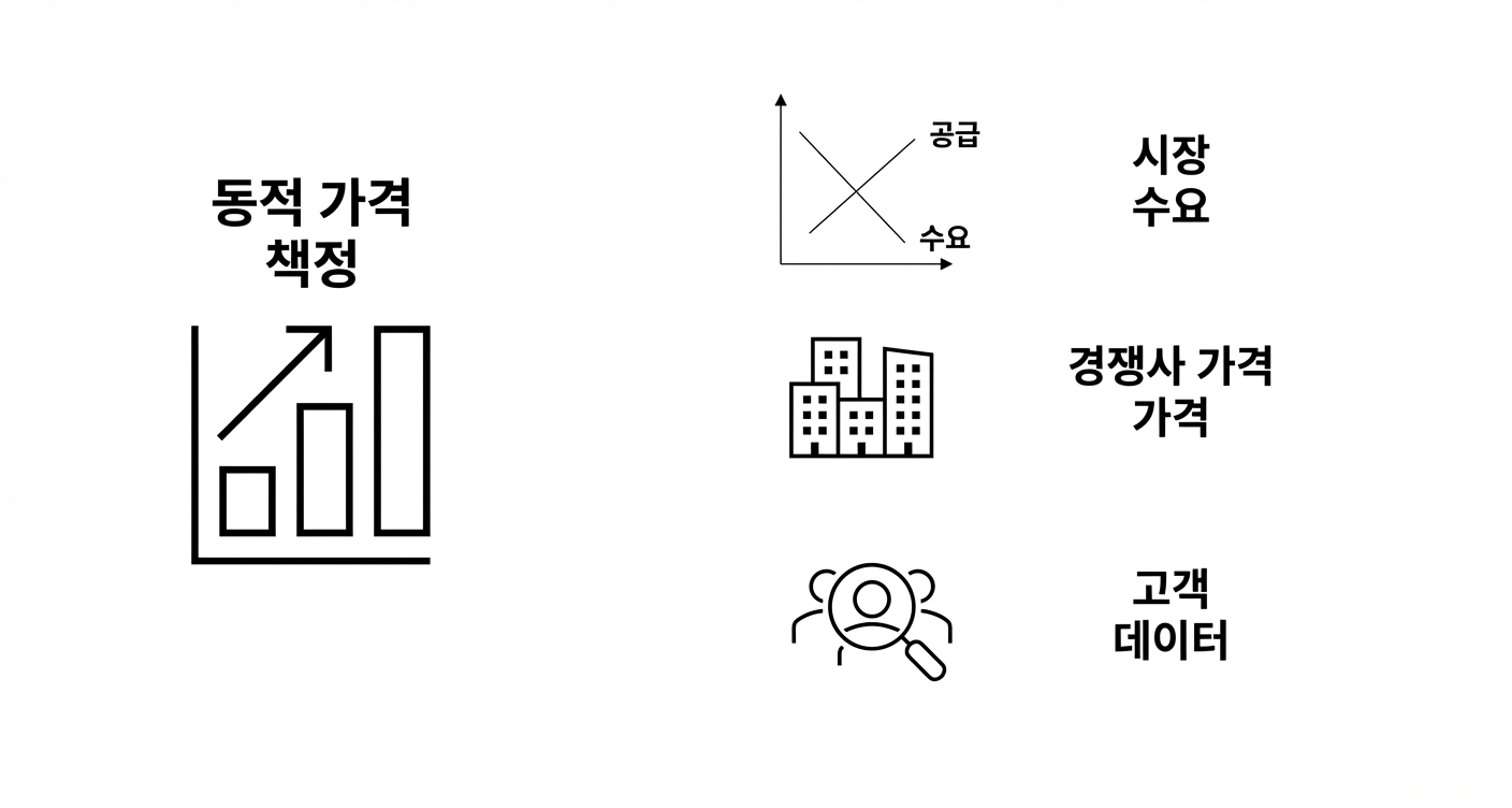 가격 차트, 시장 수요 차트, 경쟁사 가격 그래픽, 고객 돋보기.