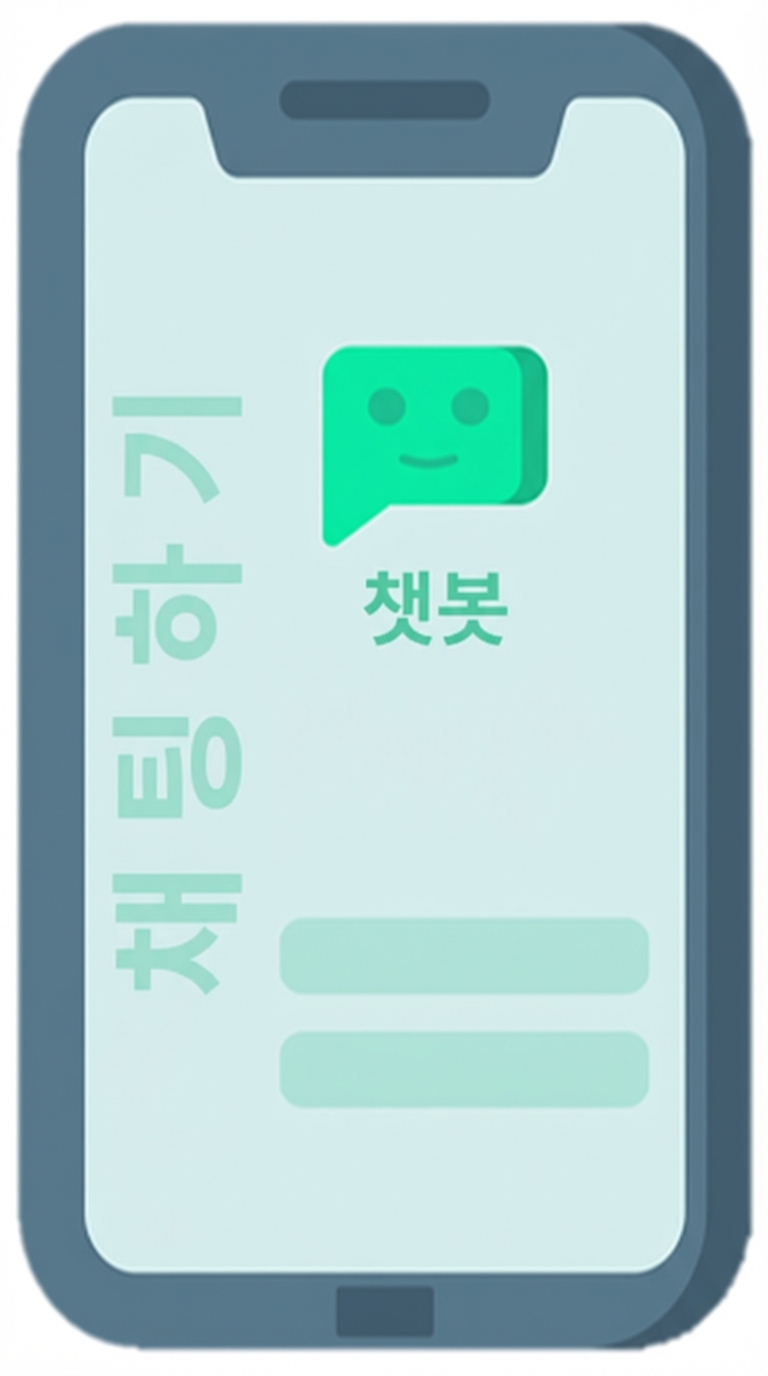 모바일 기기의 챗봇을 나타내는 아이콘.