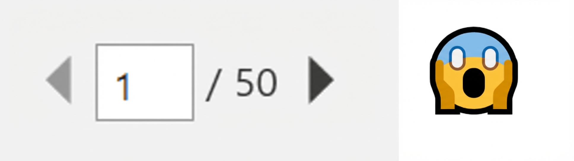 50페이지 인쇄와 놀란 이모티콘