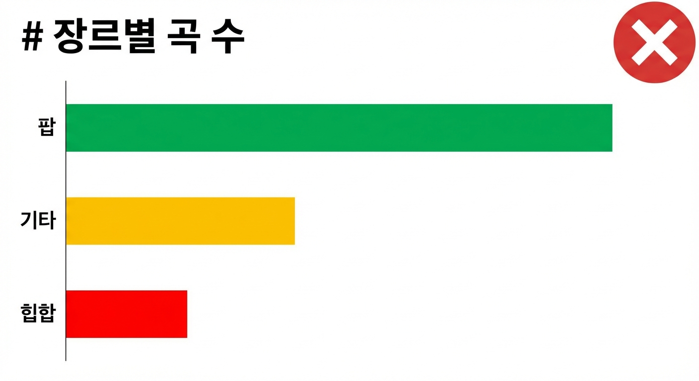 막대마다 다른 색을 쓴 막대차트 예시
