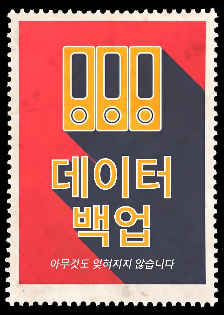 하드 드라이브가 포함된 데이터 백업 스탬프 이미지