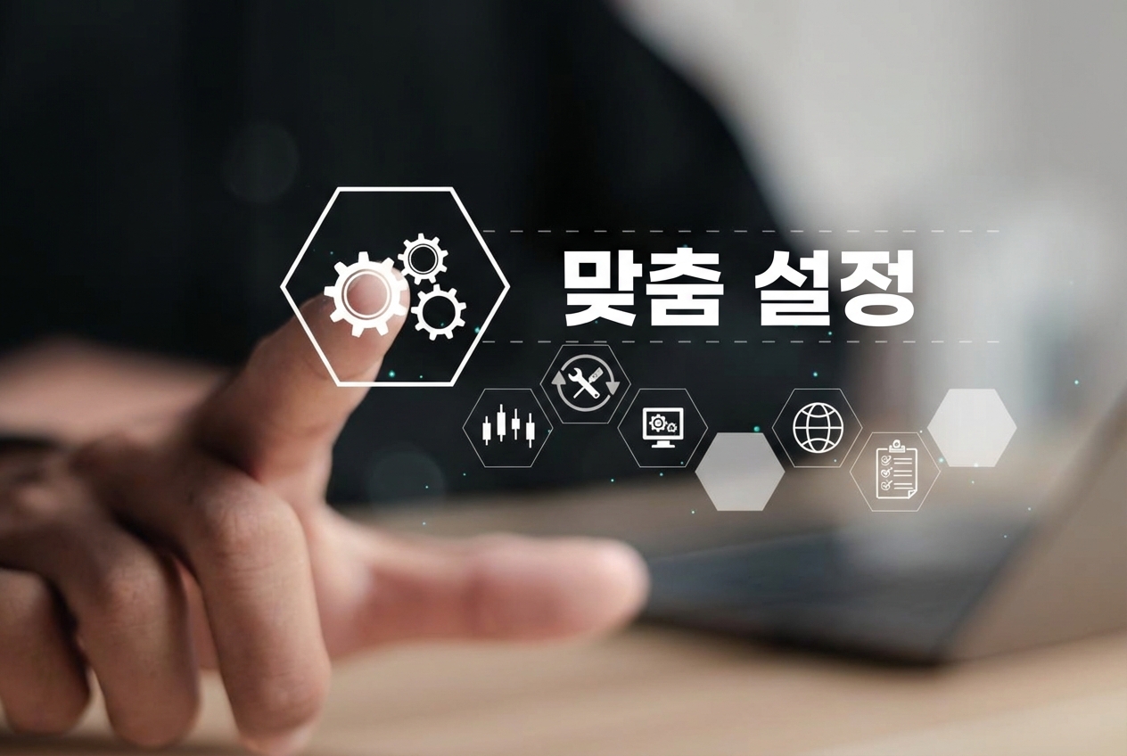 사람의 손가락이 "customization" 단어를 터치하는 이미지