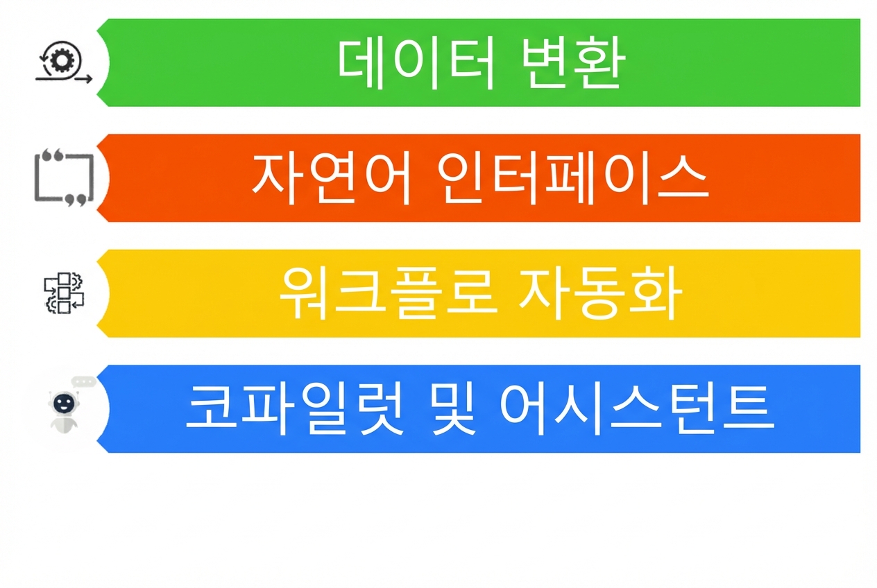 LLM의 네 가지 가능한 활용 사례를 보여주는 이미지