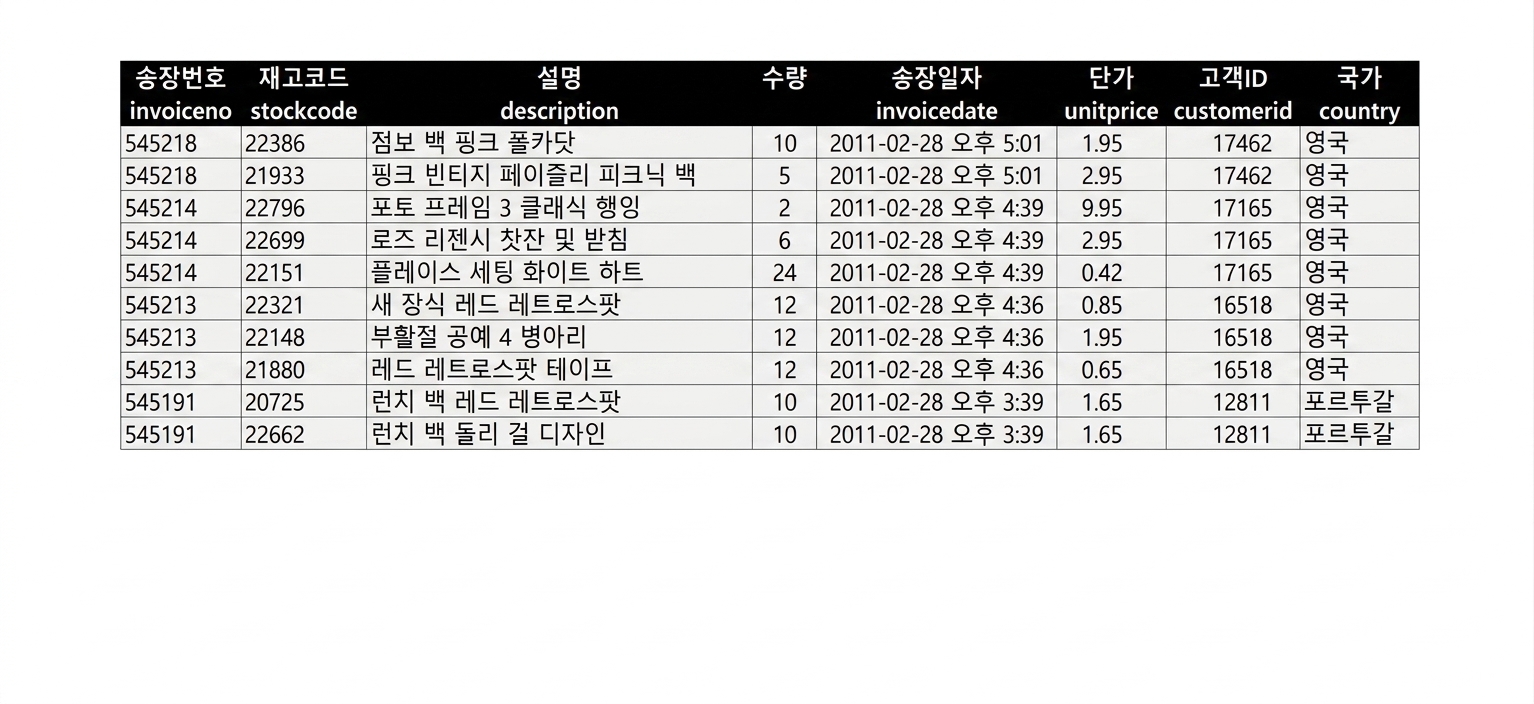 이커머스 테이블 행 보기