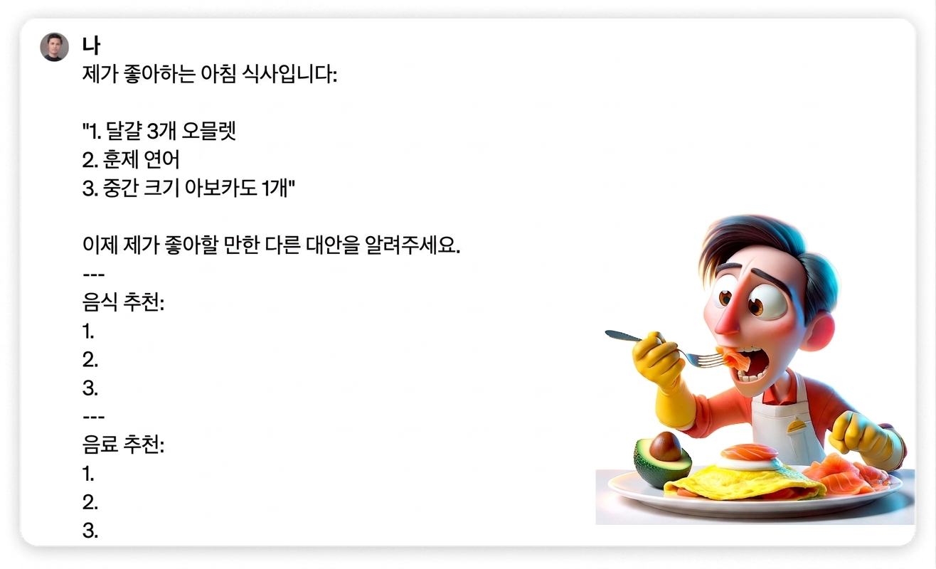 아침을 먹는 사람의 만화 일러스트레이션