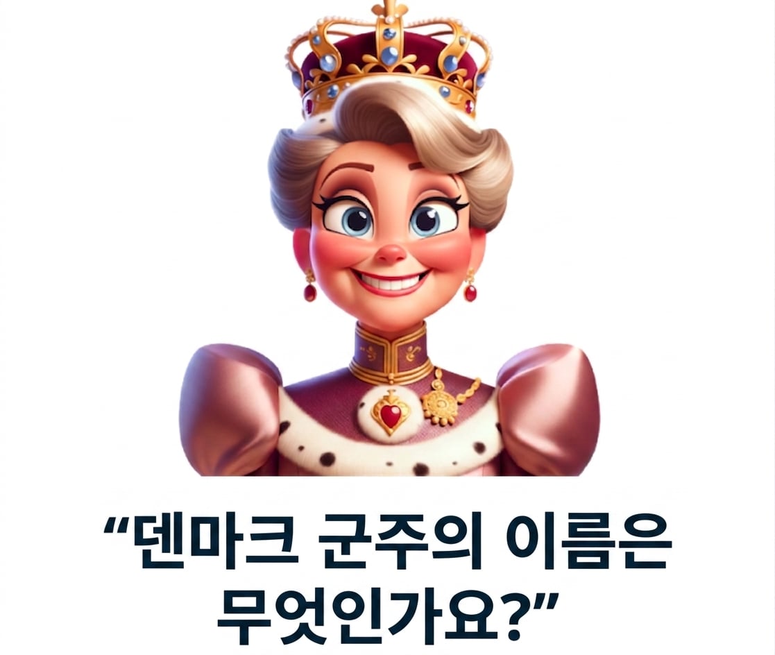 덴마크의 군주의 이름이 무엇인지라는 질문과 함께 행복해 보이는 군주