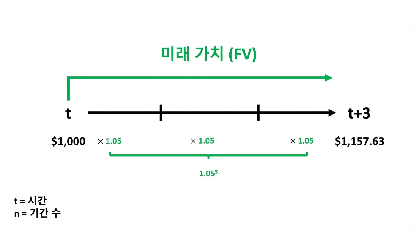 타임라인에서 미래가치 계산 예시