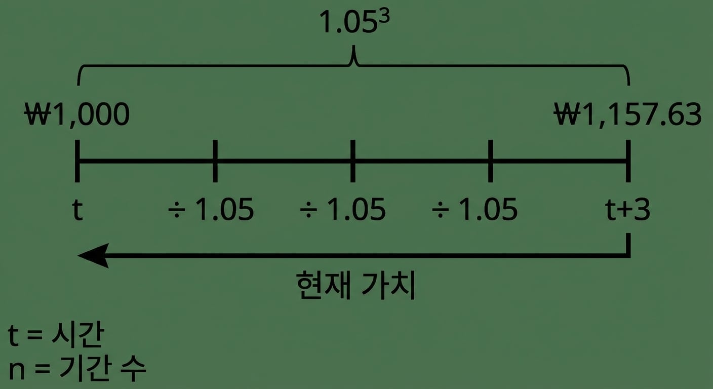 타임라인에서 현재가치 계산 예시