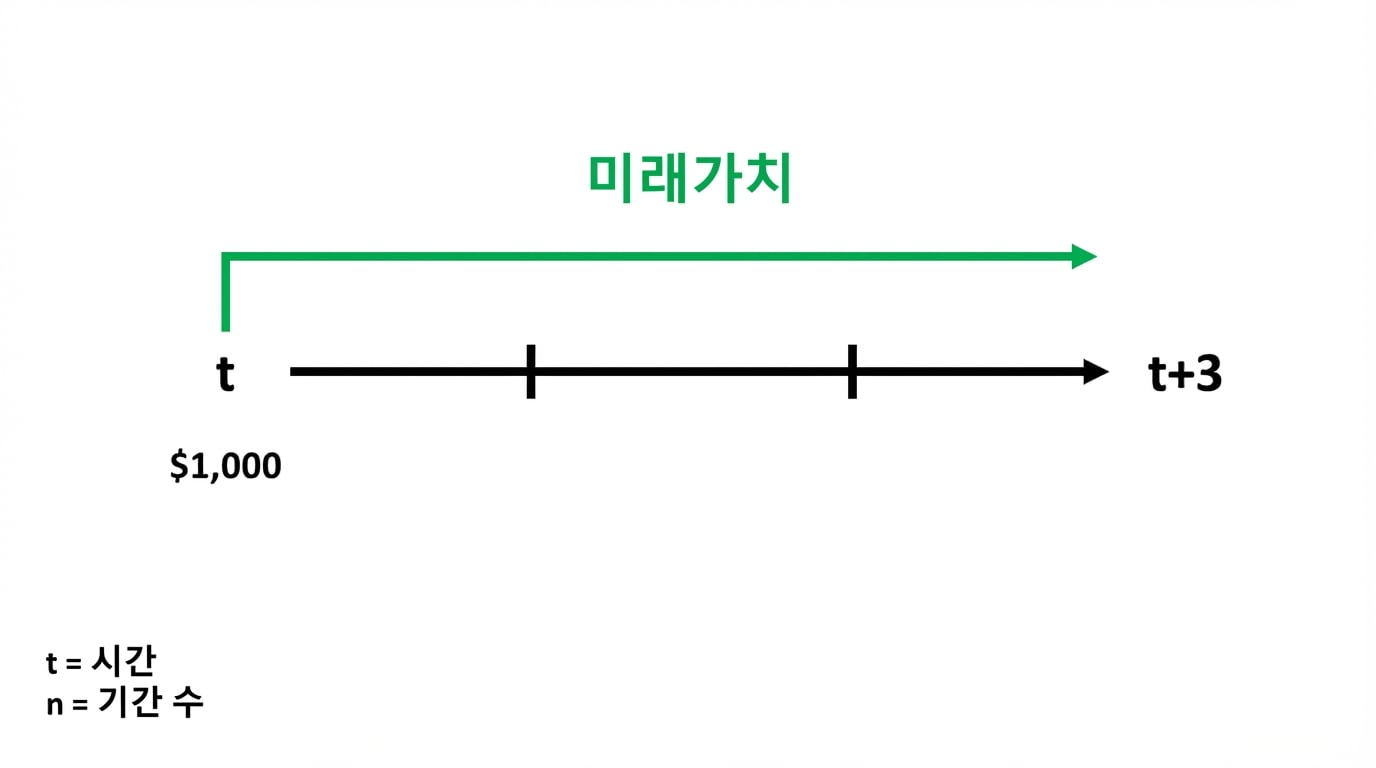 타임라인에서 미래가치 계산 예시