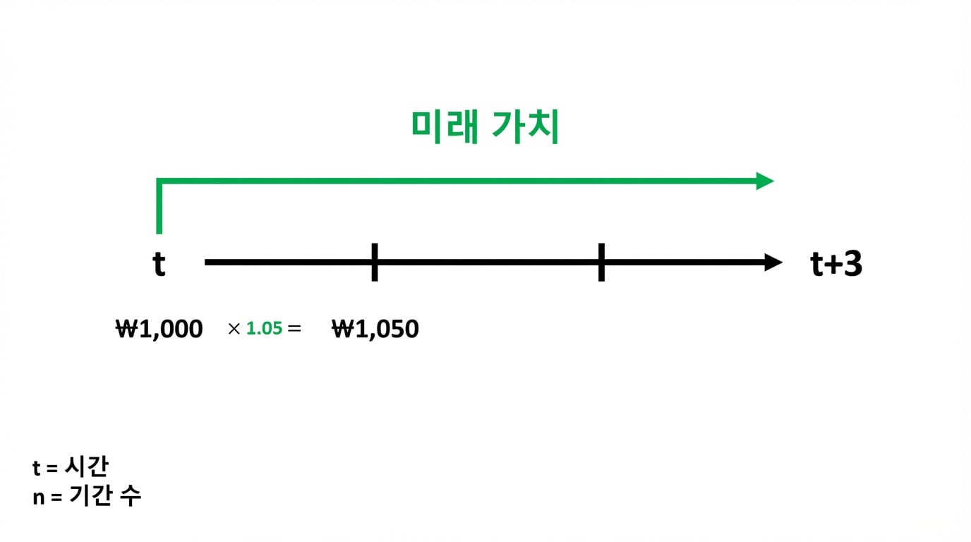 타임라인에서 미래가치 계산 예시