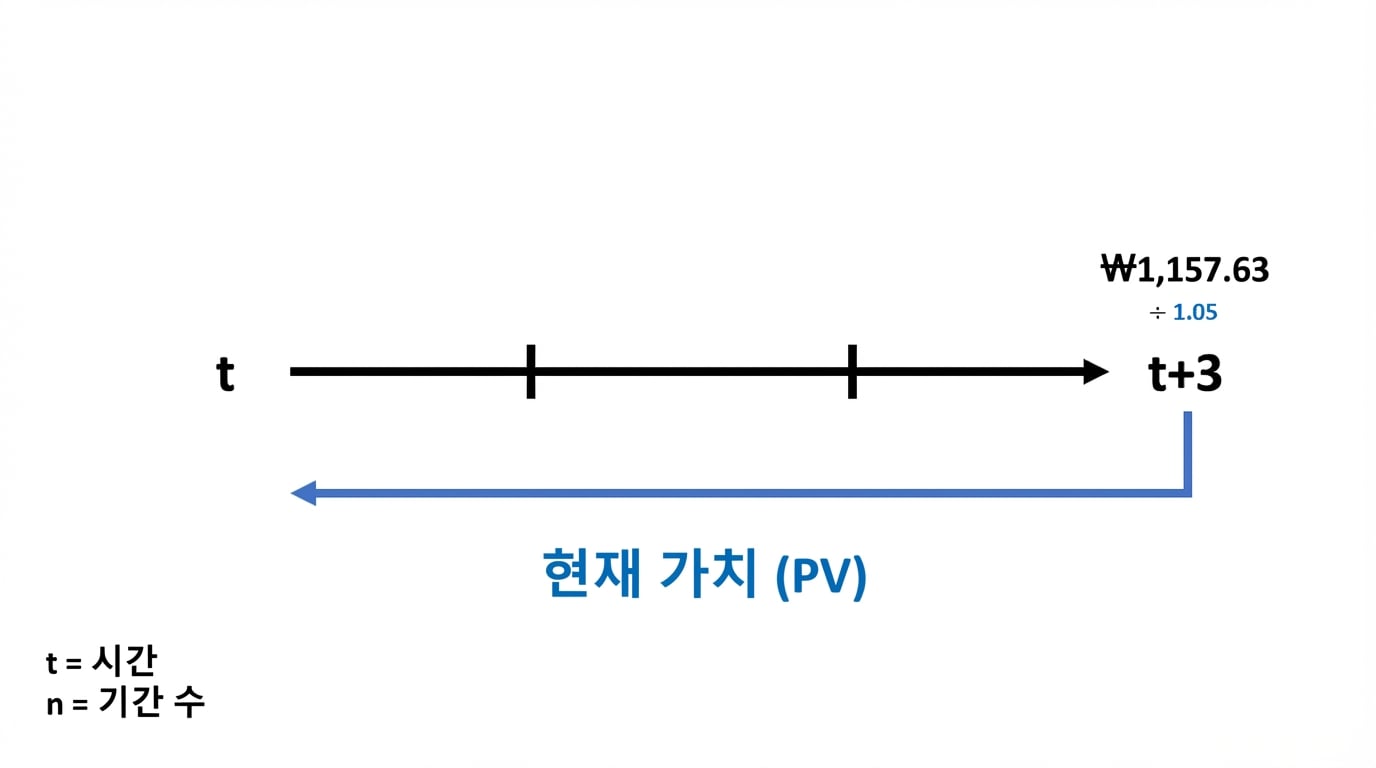 타임라인에서 현재가치 계산 예시
