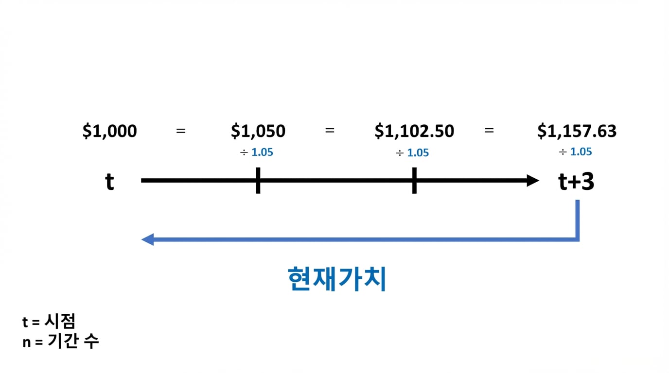 타임라인에서 현재가치 계산 예시