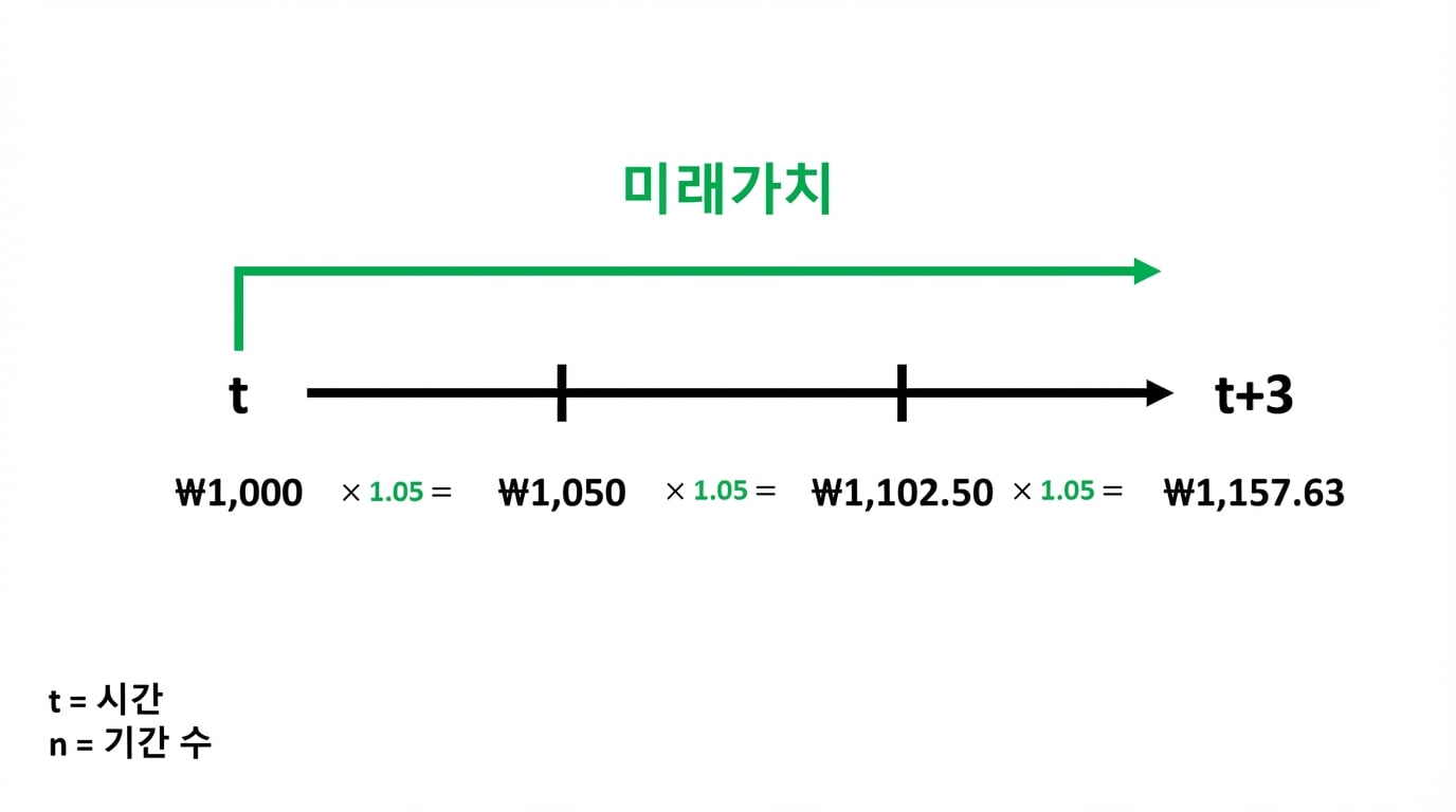 타임라인에서 미래가치 계산 예시