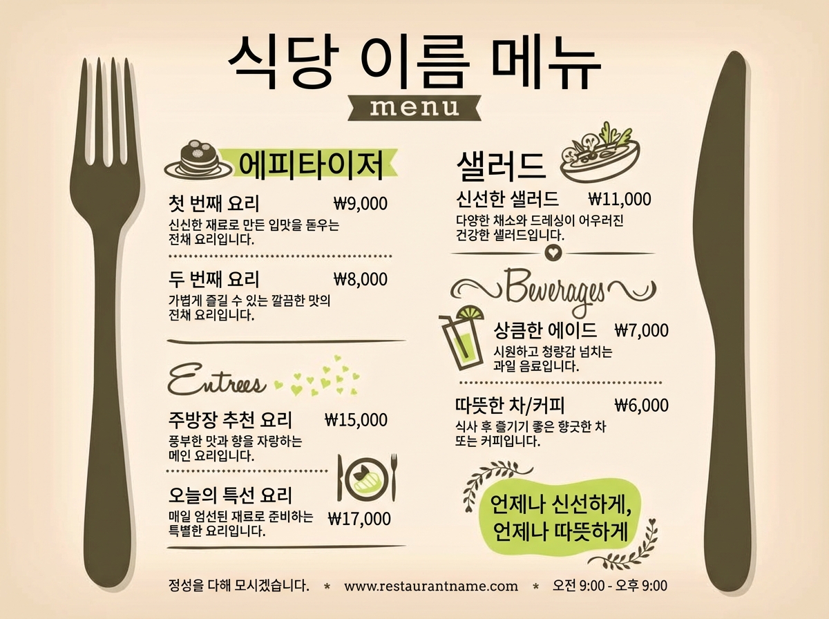 레스토랑 메뉴