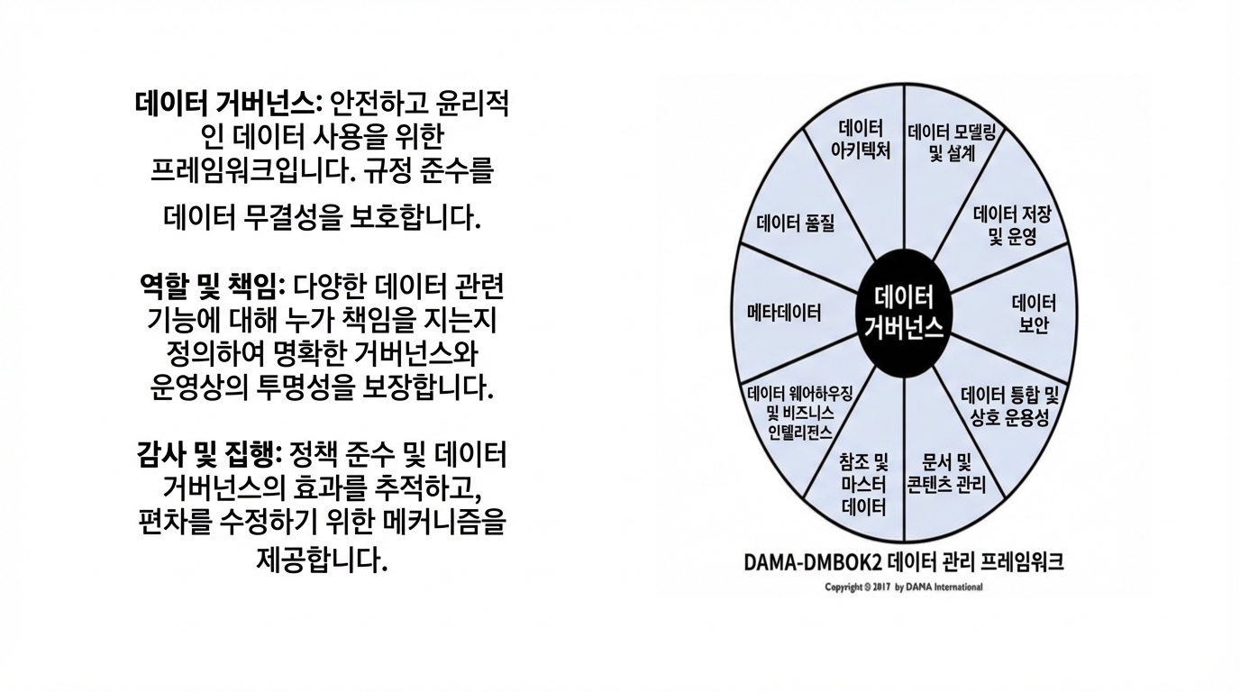 데이터 거버넌스 구성 요소를 보여주는 바퀴
