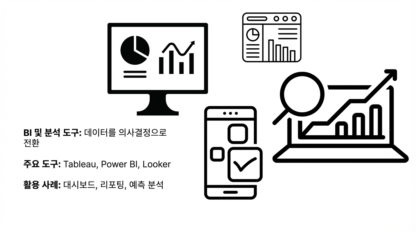 원형 및 선형 차트가 있는 컴퓨터와 모바일 화면