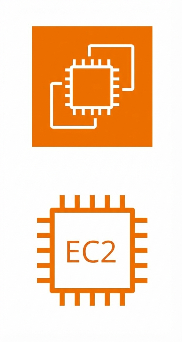 그룹화된 EC2 인스턴스와 단일 EC2 인스턴스 아이콘.