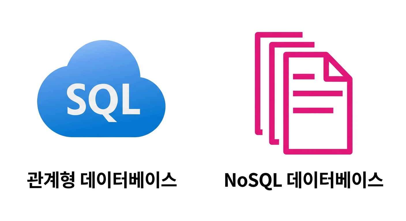 관계형과 NoSQL 데이터베이스 아이콘 두 개.