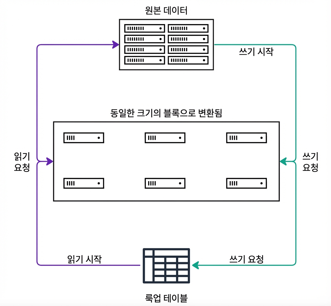 블록 스토리지 동작을 설명하는 아키텍처 다이어그램.